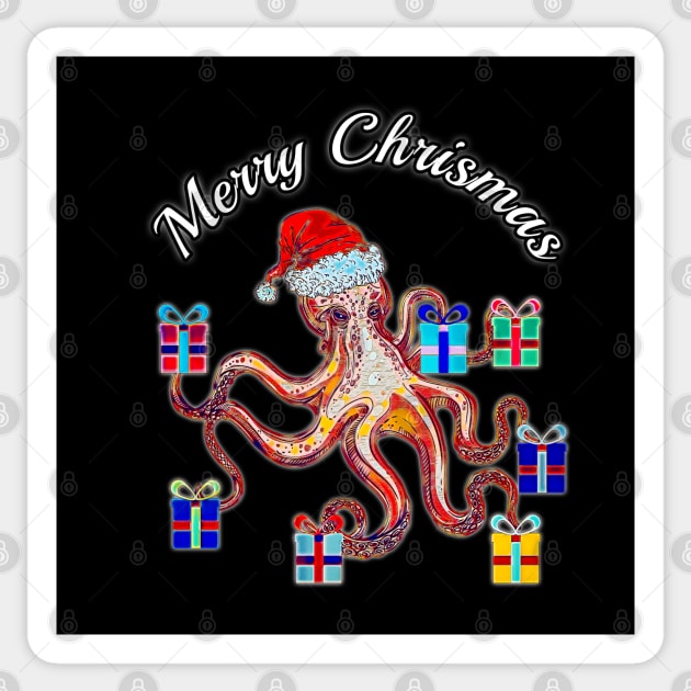 Merry Chrismas Octopus Sticker by UMF - Fwo Faces Frog